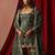 Olive green zari sequence embroidery work silk ready to wear sharara suit for women's