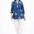 Blue printed cotton hip length short kurta