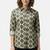 Beige printed  cotton  hip length full sleeves shirt