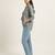 Blue  printed  cotton hip length full sleeves shirt