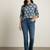 Navy blue  printed cotton hip length full sleeves shirt