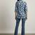 Navy blue  printed cotton hip length full sleeves shirt