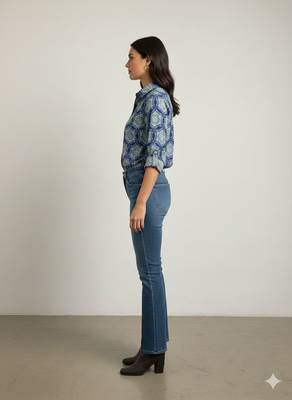 Navy blue  printed cotton hip length full sleeves shirt 3
