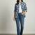 Navy blue  printed cotton hip length full sleeves shirt