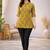 Mustard printed cotton hip length short kurta