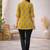 Mustard printed cotton hip length short kurta