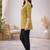 Mustard printed cotton hip length short kurta
