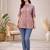 Lavender  printed cotton hip length short kurta