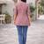 Lavender  printed cotton hip length short kurta