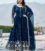 Blue color designer faux georgette sequins embroidered work readymade suit