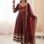 Maroon color designer cosmos gold silk lace work readymade suit
