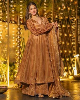 Chiku designer heavy fendy silk sequins embroidered work readymade suit 1