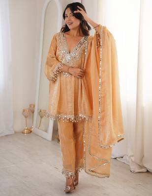 Chiku color designer fendy silk real mirror & embroidered work readymade suit 2