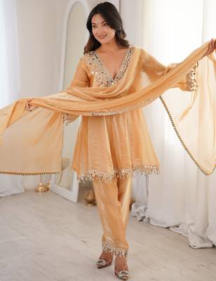Chiku color designer fendy silk real mirror & embroidered work readymade suit 3