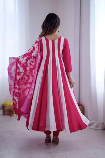 Multi designer roman silk printed & embroidered work readymade suit
