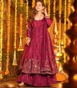 Pink designer heavy natural crep silk sequins embroidered work readymade suit