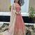 Peach pink designer heavy faux georgette sequins embroidered work readymade suit