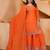 Orange designer chinon sequins embroidered work readymade suit