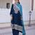 Teal designer 9000 velvet sequins embroidered work readymade suit