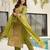 Green designer chinon zari & multi thread embroidered work readymade suit