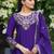 Purple designer chinon sequins embroidered work readymade suit