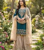 Rama designer heavy gmy silk sequins embroidered work readymade suit