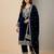 Navy blue designer pure heavy viscous velvet sequins embroidered work readymade suit