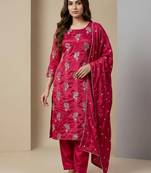 Pink designer heavy chinon sequins embroidered work readymade suit
