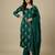 Green designer heavy chinon sequins embroidered work readymade suit