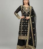 Black designer heavy faux georgette sequins embroidered work readymade suit