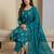 Teal designer heavy chinon sequins embroidered work readymade suit