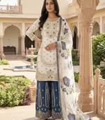 White designer pure gmy silk sequins embroidered work readymade suit