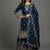 Blue designer pure gmy silk sequins embroidered work readymade suit