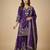 Purple designer chinon sequins embroidered work readymade suit