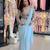 Sky blue georgette embroidered saree
