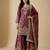 Pink designer chinon sequins embroidered work readymade suit
