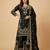 Black designer chinon sequins embroidered work readymade suit