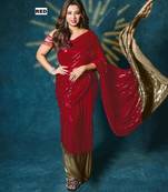 Red georgette embroidered saree