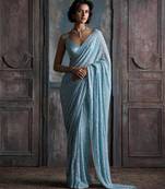 Sky blue georgette embroidered saree