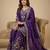Purple designer chinon sequins embroidered work readymade suit