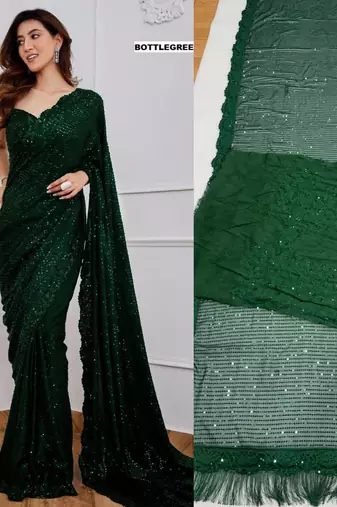 Green georgette embroidered saree