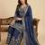 Navy blue designer chinon sequins embroidered work readymade suit