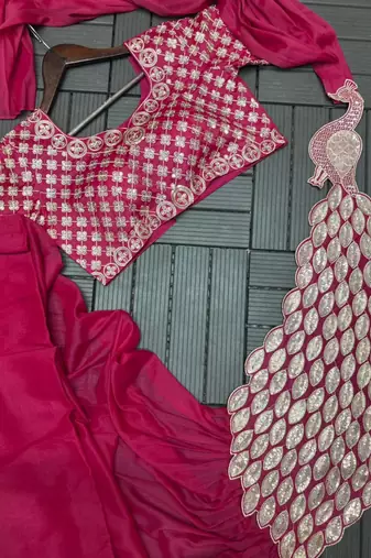 Pink georgette embroidered saree