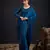 Blue satin embroidered saree