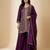 Purple designer chinon sequins embroidered work readymade suit