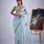 Sea green organza printed saree