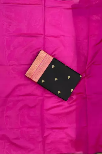 Black silk blend printed saree