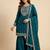 Teal designer chinon sequins embroidered work readymade suit
