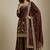 Brown designer chinon sequins embroidered work readymade suit