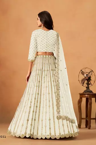 off white silk blend embroidered lehenga set
